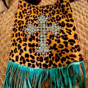 Calf hair/leather Kurtman crossbody. Never worn